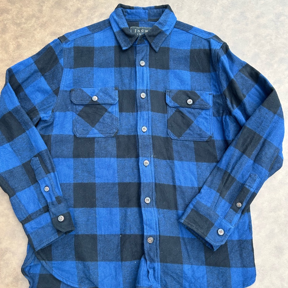 Jachs Blue and Black Checkered Men's Shirt